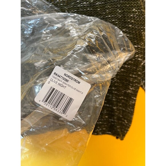 ABOUND Twist Back Sweater Top Womens S Olive Marled Knit Pullover Cropped NWT - Picture 5 of 5